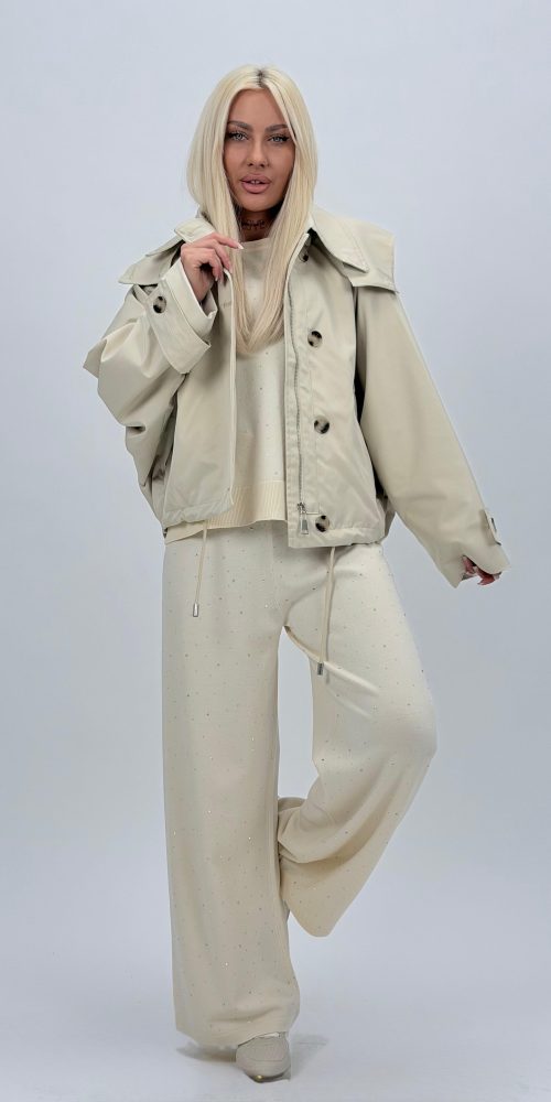 Jachetă din fâș oversized cu glugă detașabilă