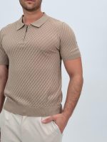 Tricou polo din tricot subțire cu fermoar - imagine 3