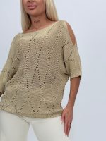 Bluză din tricot cu lurex și decupaj la umăr - imagine 2