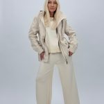 Jachetă din fâș cu fermoar și glugă detașabilă