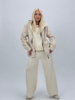 Jachetă din fâș cu fermoar și glugă detașabilă