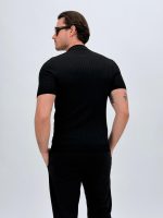 Tricou polo din tricot subțire cu model torsade - imagine 12