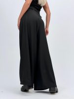 Pantalon wide leg cu șnur și floare - imagine 8