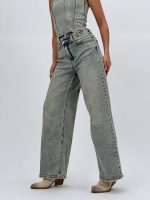 Jeans | Blug Wide leg cu închidere asimetrică - imagine 4
