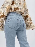 Jeans | Blug Wide leg drept cu butoni argintii - imagine 5