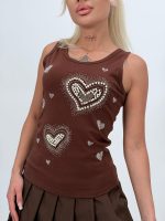 Maiou din bumbac cu perle și ștrasuri - imagine 16