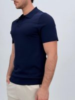 Tricou polo din tricot subțire cu model la piept - imagine 7