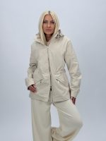 Jachetă din fâș cu fermoar și glugă detașabilă - imagine 4