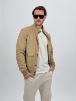 Jachetă cu guler tunică și aspect de piele întoarsă