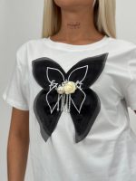 Tricou din bumbac accesorizat cu fundă - imagine 3