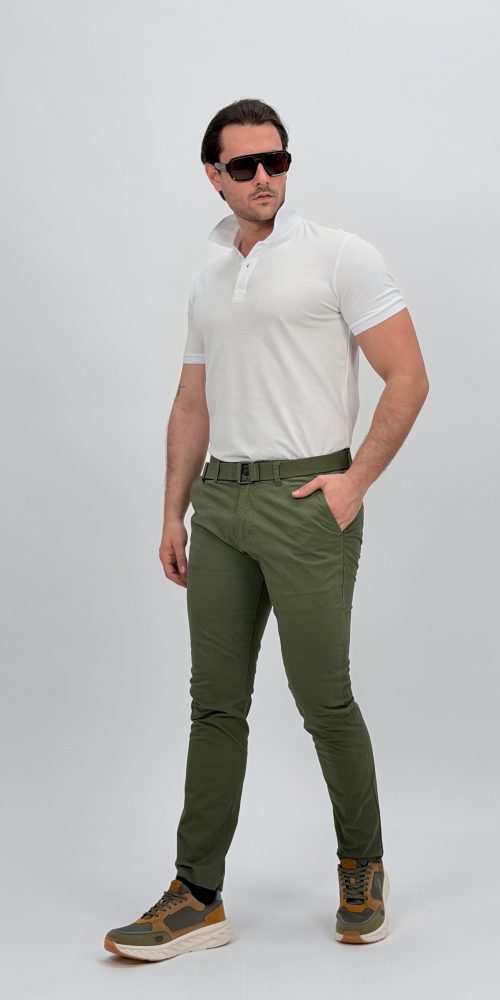 Pantalon TH din bumbac și curea