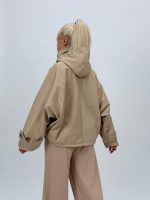 Jachetă din fâș oversized cu glugă detașabilă - imagine 15