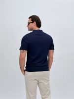 Tricou polo din tricot subțire cu model la piept - imagine 8