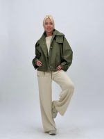 Jachetă din fâș oversized cu glugă detașabilă - imagine 17