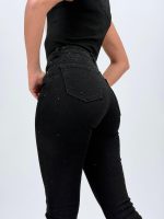 Jeans | Blug negru slim fit cu push-up și ștrasuri - imagine 5