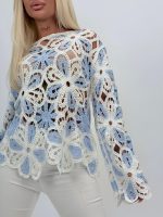 Bluză croșetată cu model flori - imagine 12