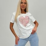 Tricou din bumbac accesorizat cu ștrasuri
