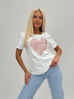 Tricou din bumbac accesorizat cu ștrasuri