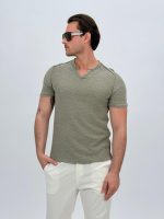 Tricou din jerse cu decolteu în V - imagine 6