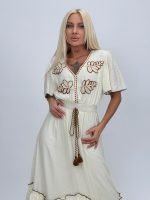 Rochie lungă cu decolteu în V și broderie - imagine 5