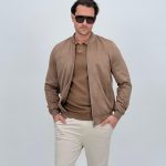 Jachetă bomber cu aspect de piele întoarsă