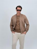 Jachetă bomber cu aspect de piele întoarsă