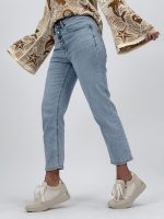 Jeans | Blug Wide leg drept cu butoni argintii - imagine 3