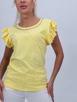 Tricou din bumbac accesorizat cu ștrasuri - imagine 2