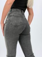 Jeans | Blug gri slim fit cu push-up și ștrasuri - imagine 7