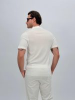 Tricou polo din tricot subțire cu model la piept - imagine 12