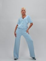 Set din tricot cardigan cu mânecă scurtă și pantalon - imagine 15