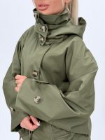 Jachetă din fâș oversized cu glugă detașabilă - imagine 21