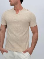 Tricou din jerse cu decolteu în V - imagine 3