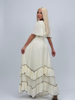 Rochie lungă cu decolteu în V și broderie - imagine 7