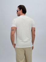 Tricou din in cu guler tunică și 4 nasturi - imagine 4