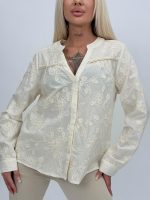 Cămașă din bumbac cu broderie și paiete - imagine 2