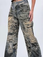 Jeans | Blug Wide leg imprimat - imagine 5