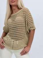 Bluză din tricot perforat cu lurex - imagine 3