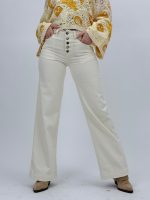 Jeans | Blug Wide leg alb cu butoni argintii - imagine 2