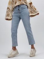 Jeans | Blug Wide leg drept cu butoni argintii - imagine 2