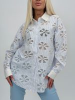 Cămașă cu broderie și guler alb - imagine 3