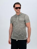 Tricou din in cu guler tunică și 4 nasturi - imagine 6