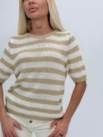 Bluză din tricot cu lurex și dungi - imagine 3
