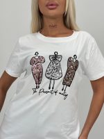Tricou din bumbac accesorizat cu paiete - imagine 2