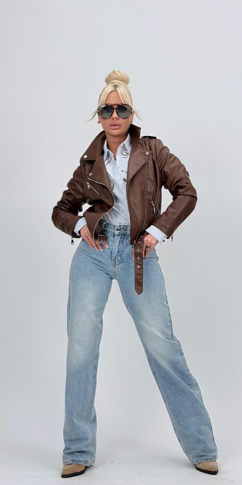 Jachetă din ecopiele cu fermoare