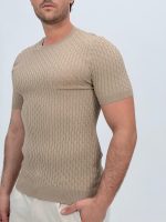 Tricou din tricot cu model torsade - imagine 7