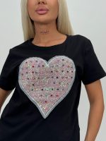 Tricou din bumbac accesorizat cu ștrasuri - imagine 7
