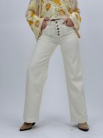 Jeans | Blug Wide leg alb cu butoni argintii - imagine 3