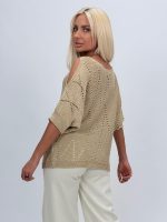 Bluză din tricot cu lurex și decupaj la umăr - imagine 4