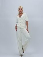 Set din tricot cardigan cu mânecă scurtă și pantalon